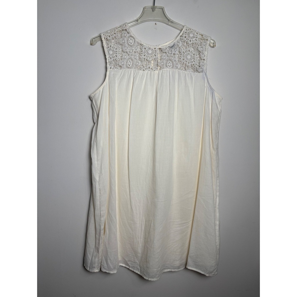 Old Navy Womens Cotton Shift Dress XL Cream Lace Sleeveless Boho Cottage Coastal